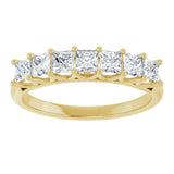 14K Gold Square Natural Diamond Share-Prong Seven-Stone Anniversary Band – 1/6–1 1/8 CTW - Yellow Gold - view 3
