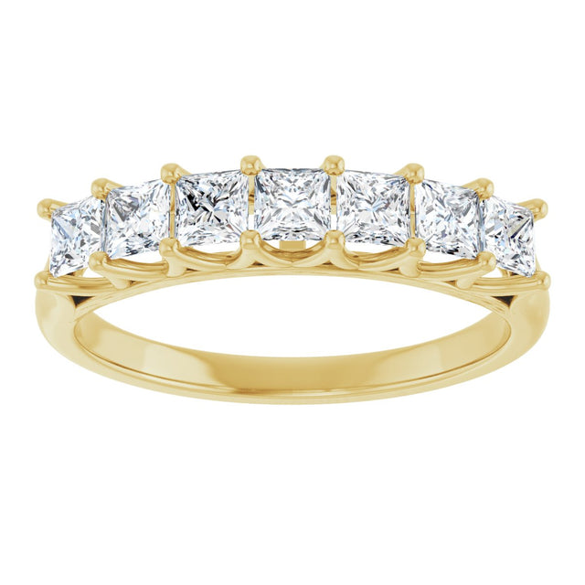 14K Gold Square Natural Diamond Share-Prong Seven-Stone Anniversary Band – 1/6–1 1/8 CTW - Yellow Gold - view 3