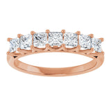 14K Gold Square Natural Diamond Share-Prong Seven-Stone Anniversary Band – 1/6–1 1/8 CTW - Rose Gold - view 3