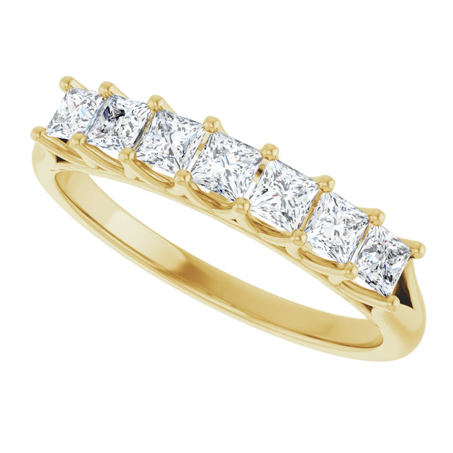 14K Gold Square Natural Diamond Share-Prong Seven-Stone Anniversary Band – 1/6–1 1/8 CTW - Yellow Gold - view 5