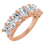 14K Gold Oval Natural Diamond Share-Prong Seven-Stone Anniversary Band – 2 1/2 CTW - Rose Gold