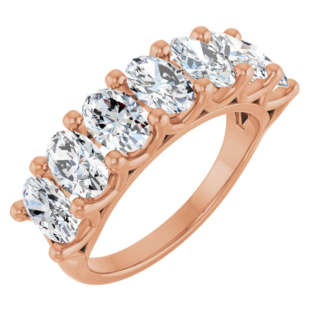 14K Gold Oval Natural Diamond Share-Prong Seven-Stone Anniversary Band – 2 1/2 CTW - Rose Gold