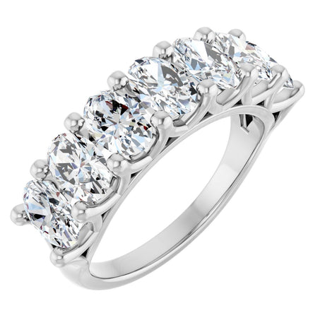 Platinum Oval Lab-Grown Diamond Share-Prong Seven-Stone Anniversary Band – 6x4 mm Stones