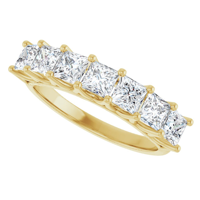 14K Gold Square Natural Diamond Share-Prong Seven-Stone Anniversary Band – 1 3/8–1 3/4 CTW - Yellow Gold - view 5