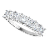 14K Gold Square Natural Diamond Share-Prong Seven-Stone Anniversary Band – 1 3/8–1 3/4 CTW - White Gold - view 5
