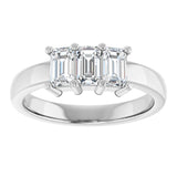Platinum Emerald Lab-Grown Diamond Three-Stone Anniversary Band – 1–1 3/4 CTW - view 3