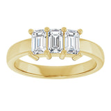 14K Gold Emerald Lab-Grown Diamond Three-Stone Anniversary Band – 1–1 3/4 CTW - Yellow Gold - view 3