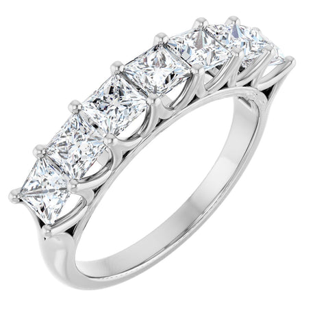 Platinum Square Natural Diamond Share-Prong Seven-Stone Anniversary Band – 1/6–1 3/4 CTW