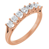 14K Gold Square Natural Diamond Share-Prong Seven-Stone Anniversary Band – 1/6–1 1/8 CTW - Rose Gold