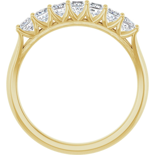 14K Gold Square Natural Diamond Share-Prong Seven-Stone Anniversary Band – 1/6–1 1/8 CTW - Yellow Gold - view 2