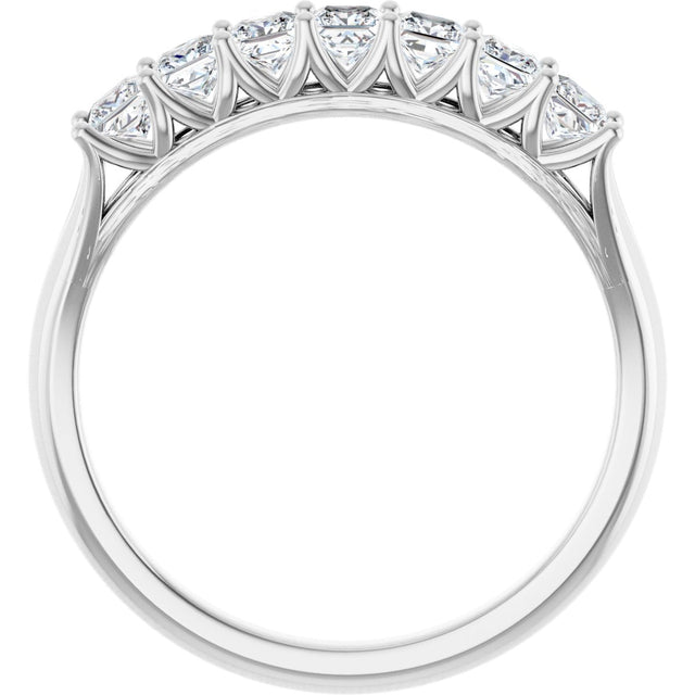 14K Gold Square Natural Diamond Share-Prong Seven-Stone Anniversary Band – 1/6–1 1/8 CTW - White Gold - view 2