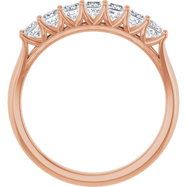 14K Gold Square Natural Diamond Share-Prong Seven-Stone Anniversary Band – 1/6–1 1/8 CTW - Rose Gold - view 2