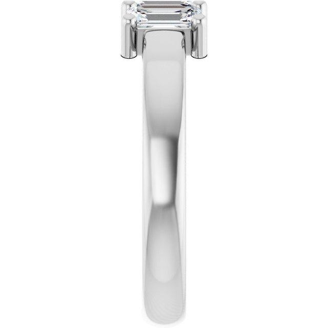 14K Gold Emerald Natural Diamond Three-Stone Anniversary Band – 1–1 3/4 CTW - White Gold - view 4