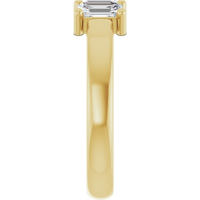 14K Gold Emerald Lab-Grown Diamond Three-Stone Anniversary Band – 1–1 3/4 CTW - Yellow Gold - view 4