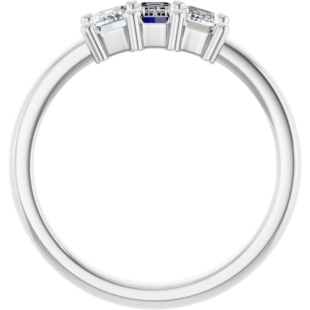 Platinum Emerald Lab-Grown Diamond Three-Stone Anniversary Band – 1–1 3/4 CTW - view 2
