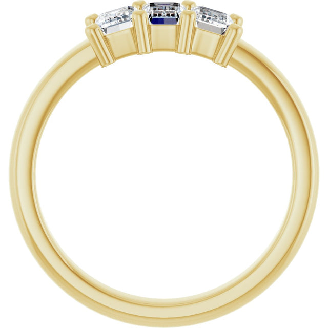 14K Gold Emerald Lab-Grown Diamond Three-Stone Anniversary Band – 1–1 3/4 CTW - Yellow Gold - view 2