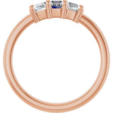 14K Gold Emerald Lab-Grown Diamond Three-Stone Anniversary Band – 1–1 3/4 CTW - Rose Gold - view 2