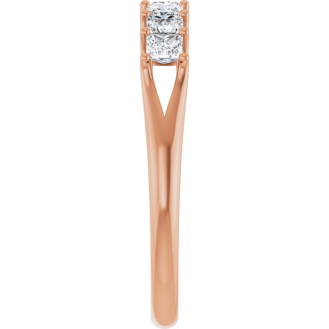 14K Gold Square Natural Diamond Share-Prong Seven-Stone Anniversary Band – 1/6–1 1/8 CTW - Rose Gold - view 4
