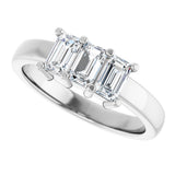 Platinum Emerald Lab-Grown Diamond Three-Stone Anniversary Band – 1–1 3/4 CTW - view 5