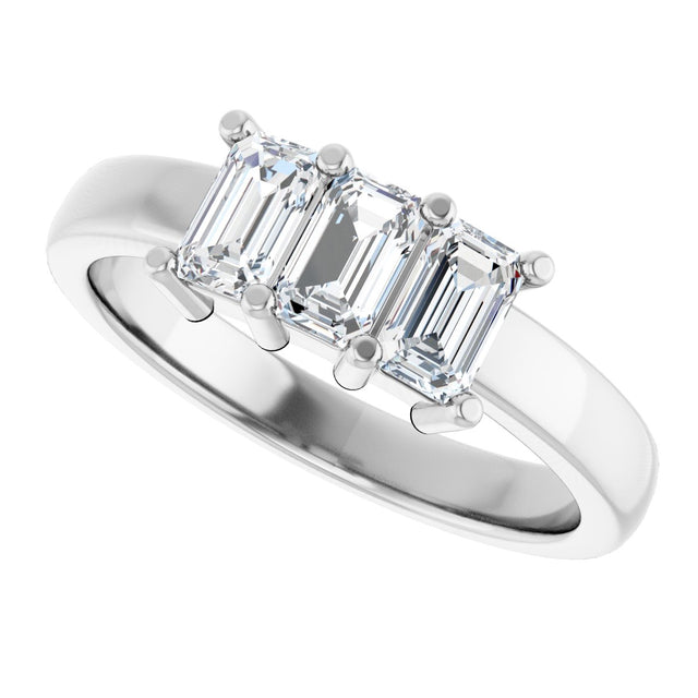 Platinum Emerald Lab-Grown Diamond Three-Stone Anniversary Band – 1–1 3/4 CTW - view 5