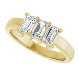 14K Gold Emerald Lab-Grown Diamond Three-Stone Anniversary Band – 1–1 3/4 CTW - Yellow Gold - view 5