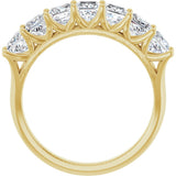 14K Gold Square Natural Diamond Share-Prong Seven-Stone Anniversary Band – 1 3/8–1 3/4 CTW - Yellow Gold - view 2