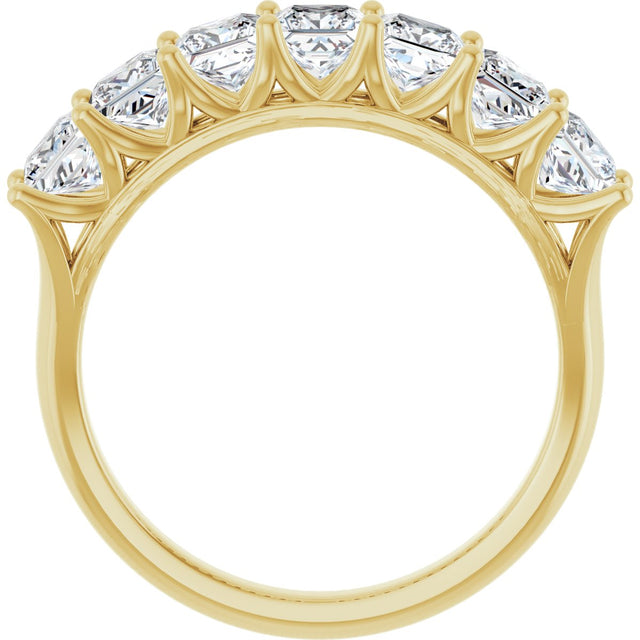 14K Gold Square Natural Diamond Share-Prong Seven-Stone Anniversary Band – 1 3/8–1 3/4 CTW - Yellow Gold - view 2