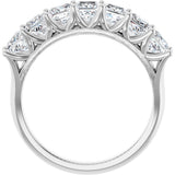 14K Gold Square Natural Diamond Share-Prong Seven-Stone Anniversary Band – 1 3/8–1 3/4 CTW - White Gold - view 2