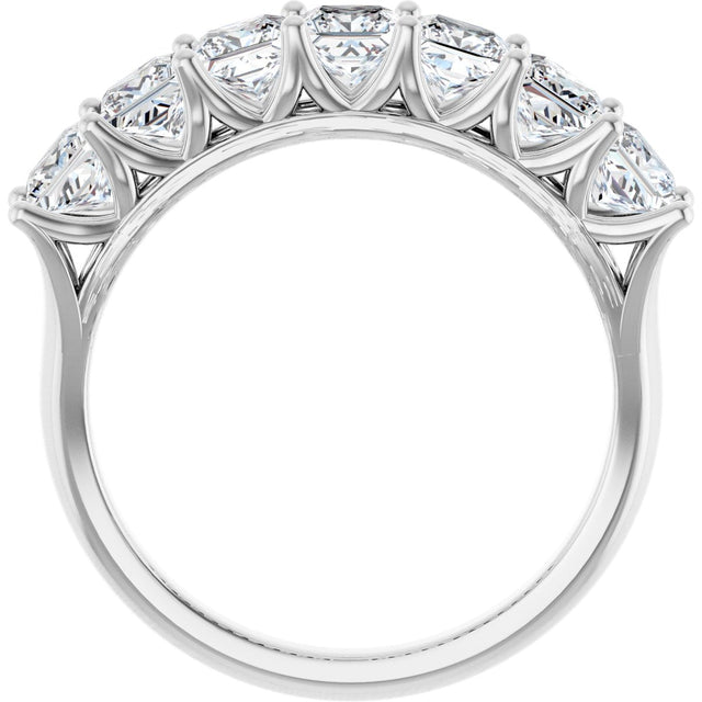 14K Gold Square Natural Diamond Share-Prong Seven-Stone Anniversary Band – 1 3/8–1 3/4 CTW - White Gold - view 2