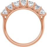 14K Gold Square Natural Diamond Share-Prong Seven-Stone Anniversary Band – 1 3/8–1 3/4 CTW - Rose Gold - view 2