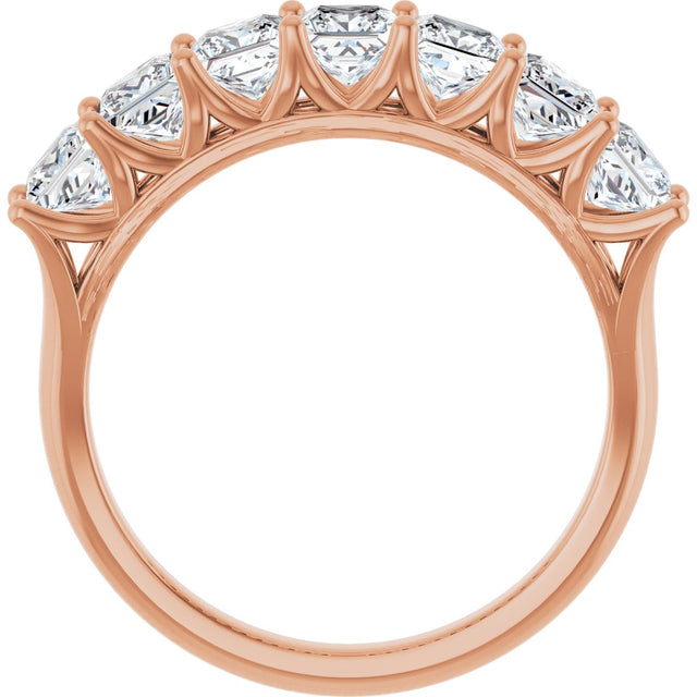 14K Gold Square Natural Diamond Share-Prong Seven-Stone Anniversary Band – 1 3/8–1 3/4 CTW - Rose Gold - view 2