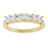 14K Gold Square Natural Diamond Share-Prong Seven-Stone Anniversary Band – 1/6–1 1/8 CTW - Yellow Gold - view 3