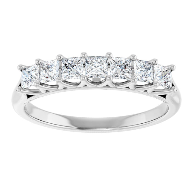 Platinum Square Natural Diamond Share-Prong Seven-Stone Anniversary Band – 1/6–1 3/4 CTW - view 3
