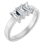 Platinum Emerald Lab-Grown Diamond Three-Stone Anniversary Band – 1–1 3/4 CTW