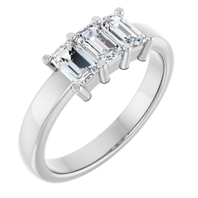 Platinum Emerald Lab-Grown Diamond Three-Stone Anniversary Band – 1–1 3/4 CTW
