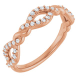 14K Gold Round Natural Diamond Twisted Anniversary Band – 1/5 CTW - Rose Gold