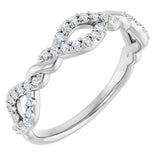 Platinum Round Natural Diamond Twisted Anniversary Band – 1/5 CTW