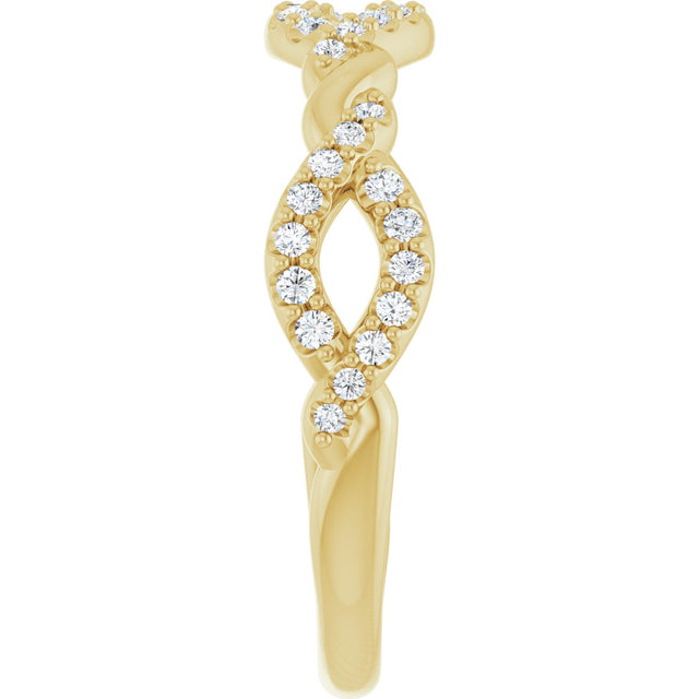14K Gold Round Natural Diamond Twisted Anniversary Band – 1/5 CTW - Yellow Gold - view 4