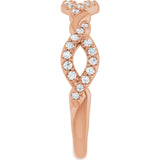 14K Gold Round Natural Diamond Twisted Anniversary Band – 1/5 CTW - Rose Gold - view 4