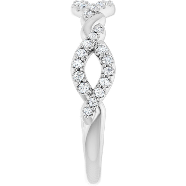 14K Gold Round Natural Diamond Twisted Anniversary Band – 1/5 CTW - White Gold - view 4