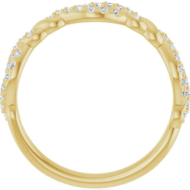 14K Gold Round Natural Diamond Twisted Anniversary Band – 1/5 CTW - Yellow Gold - view 2