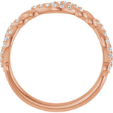 14K Gold Round Natural Diamond Twisted Anniversary Band – 1/5 CTW - Rose Gold - view 2