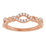14K Gold Round Natural Diamond Twisted Anniversary Band – 1/5 CTW - Rose Gold - view 3