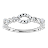 14K Gold Round Natural Diamond Twisted Anniversary Band – 1/5 CTW - White Gold - view 3