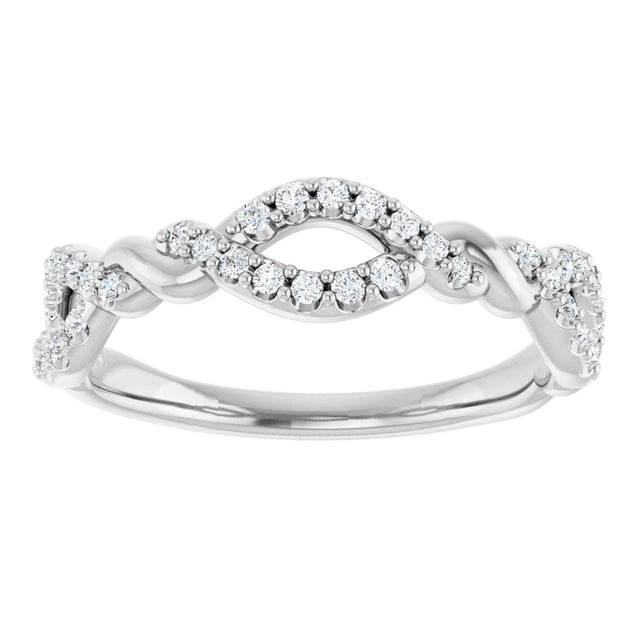 Platinum Round Natural Diamond Twisted Anniversary Band – 1/5 CTW - view 3