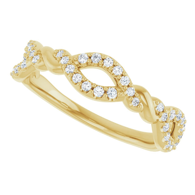 14K Gold Round Natural Diamond Twisted Anniversary Band – 1/5 CTW - Yellow Gold - view 5