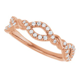 14K Gold Round Natural Diamond Twisted Anniversary Band – 1/5 CTW - Rose Gold - view 5