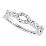 14K Gold Round Natural Diamond Twisted Anniversary Band – 1/5 CTW - White Gold - view 5