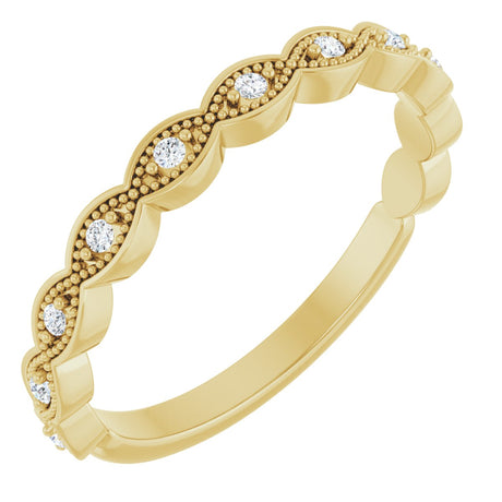 14K Gold Round Natural Diamond Anniversary Band – .07 CTW (Style 124216) - Yellow Gold