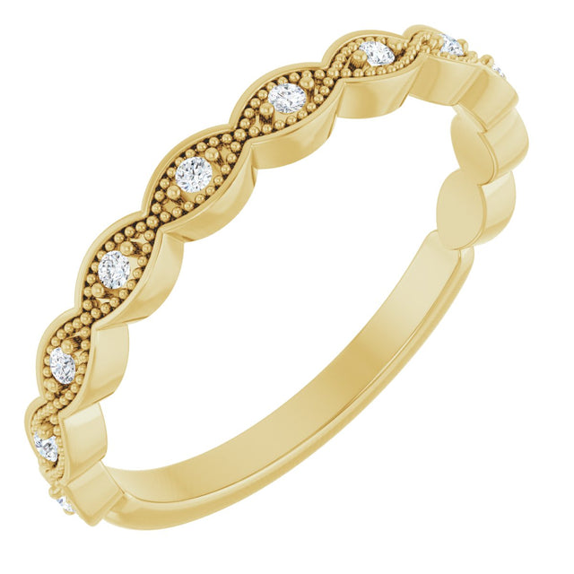 14K Gold Round Natural Diamond Anniversary Band – .07 CTW (Style 124216) - Yellow Gold